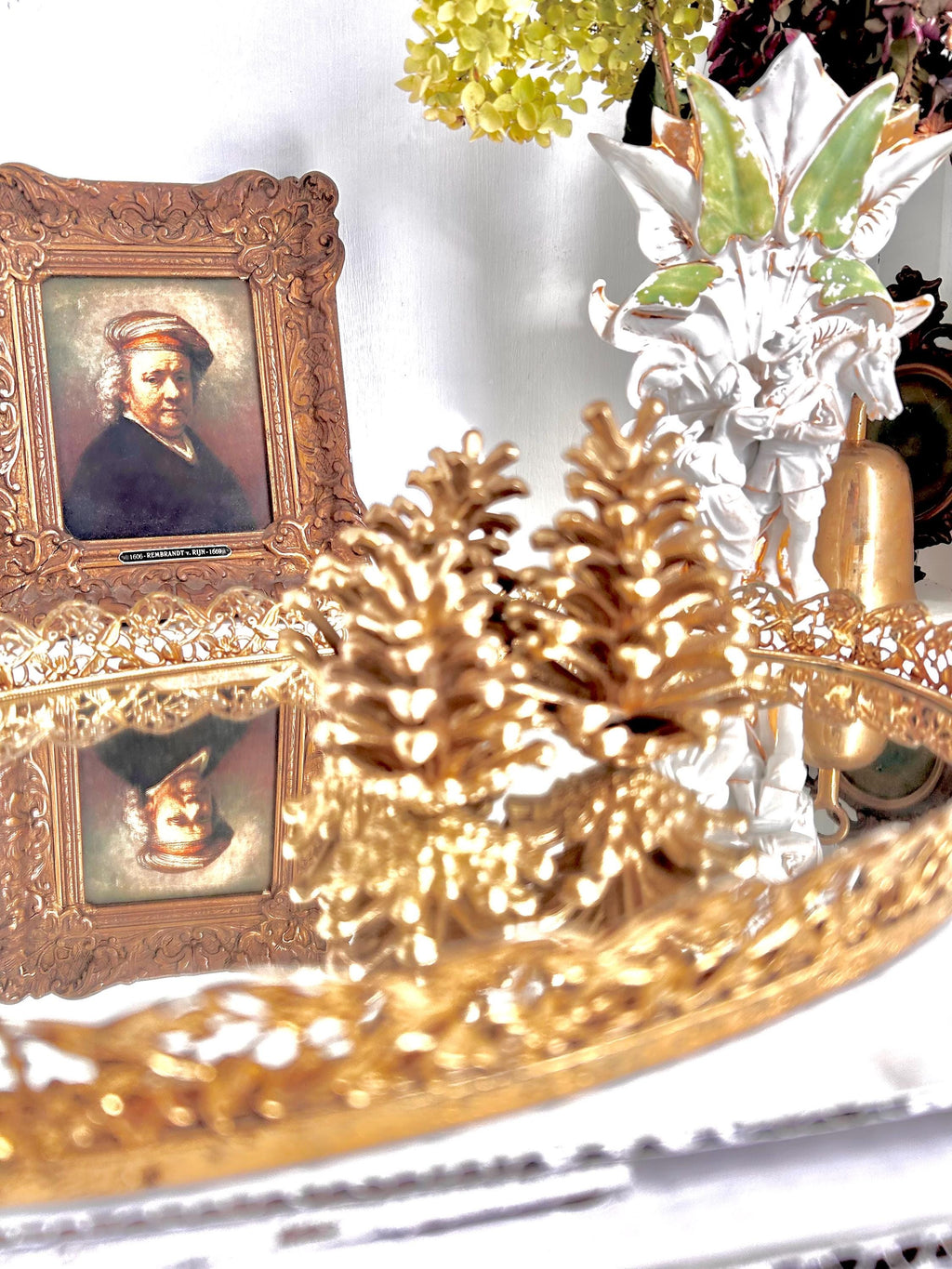 Vintage Solid Cast Brass Pinecones