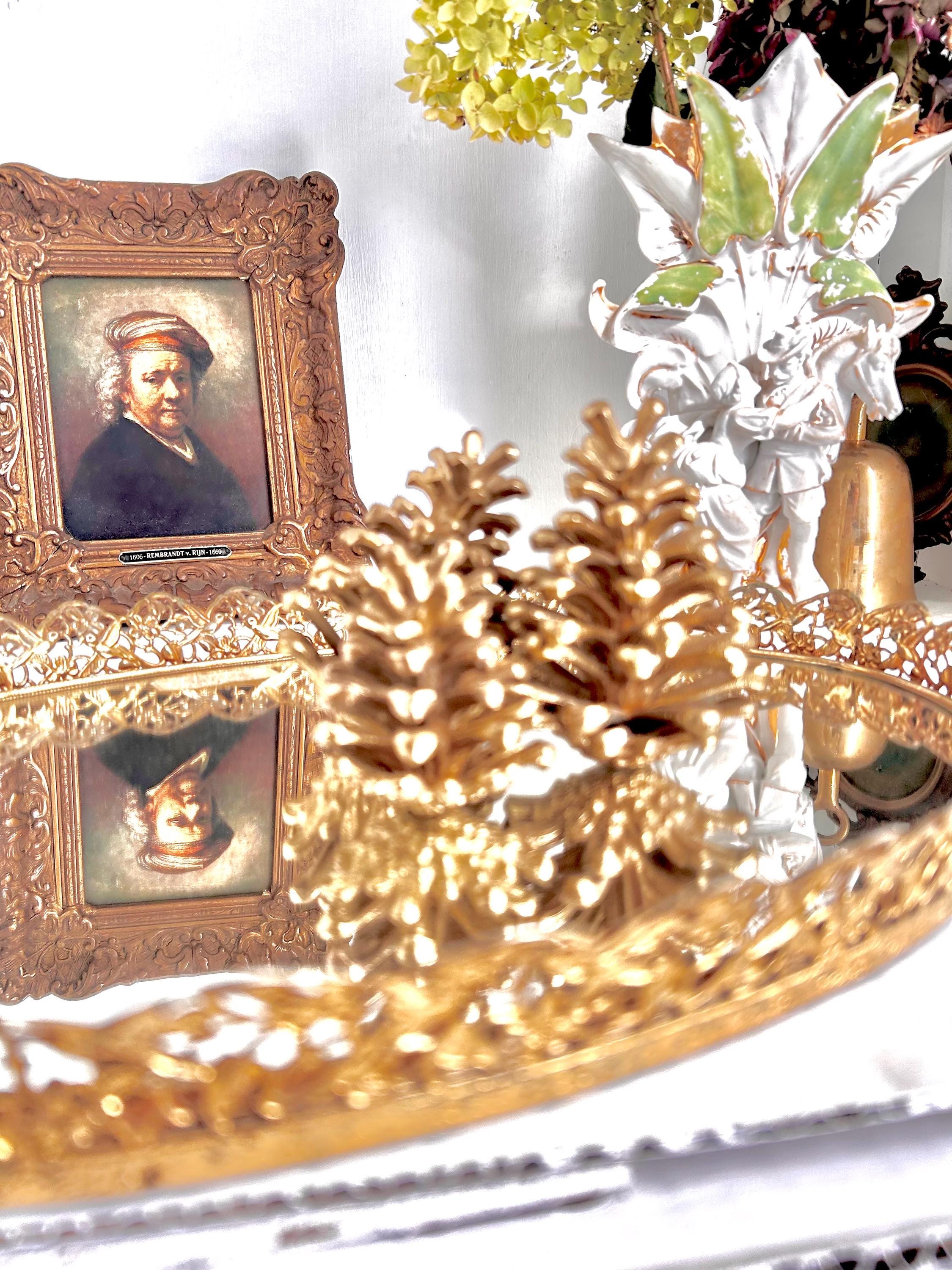 Vintage Solid Cast Brass Pinecones