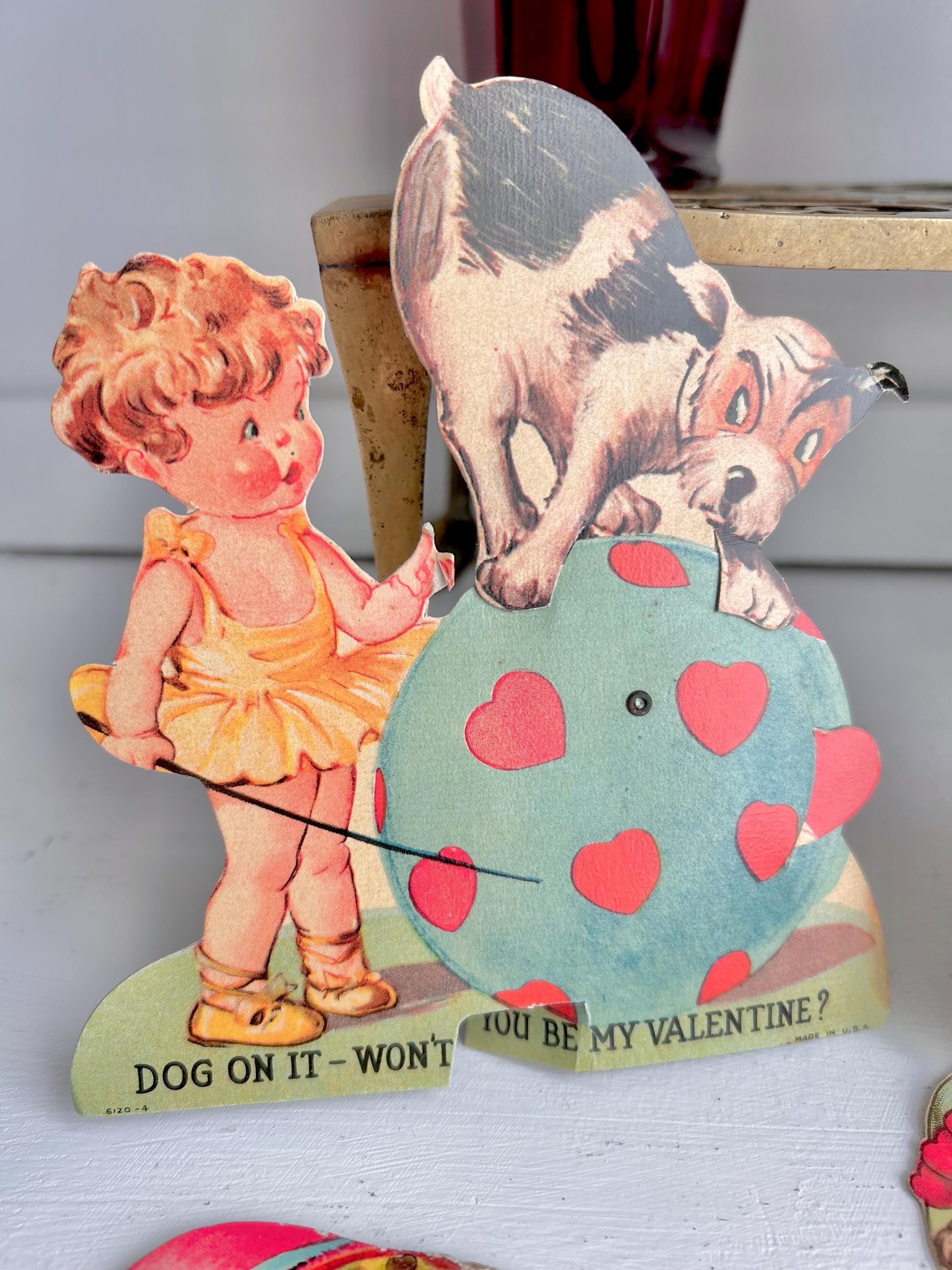 Vintage Die-Cut Paper Valentine: 1930s/40s Dynamic Love Greetings