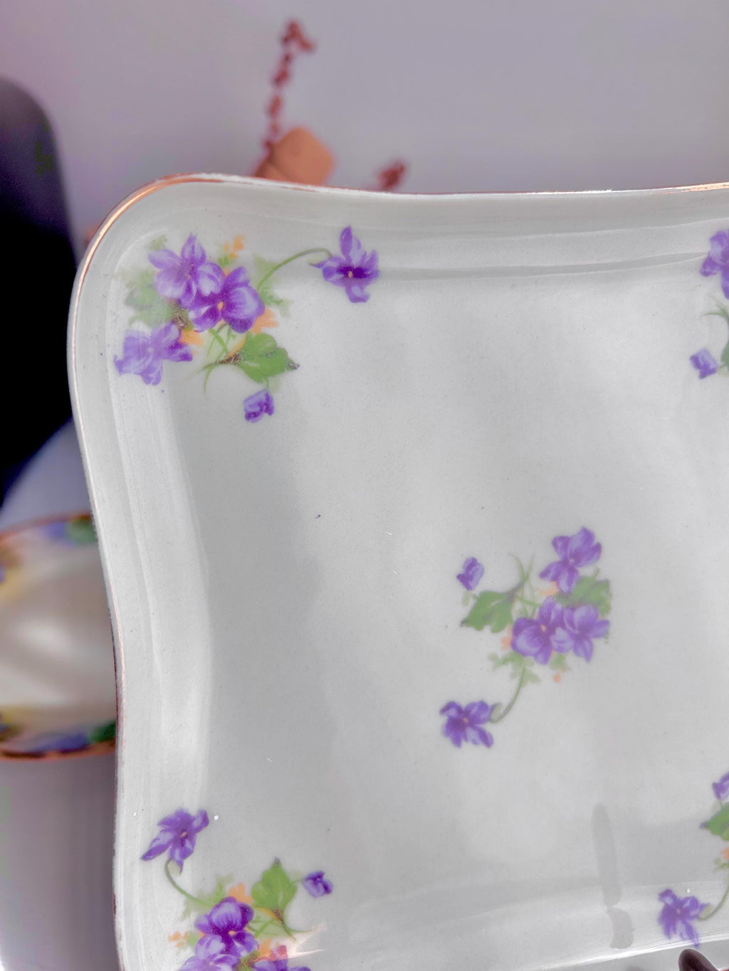 Vintage Porcelain Bread Plate: Hand-Painted Violets - Choose Your Maker