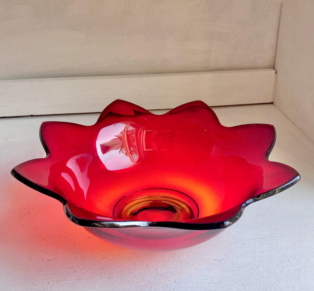 Vintage Red Amberina Glassware - CHOOSE from Fenton, Cadmium UV Glow, Bowls and Dishes