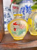 Vintage Chinese reverse Painted Carved Glass Snuff Bottles, 2-3 inch, Sold Individually