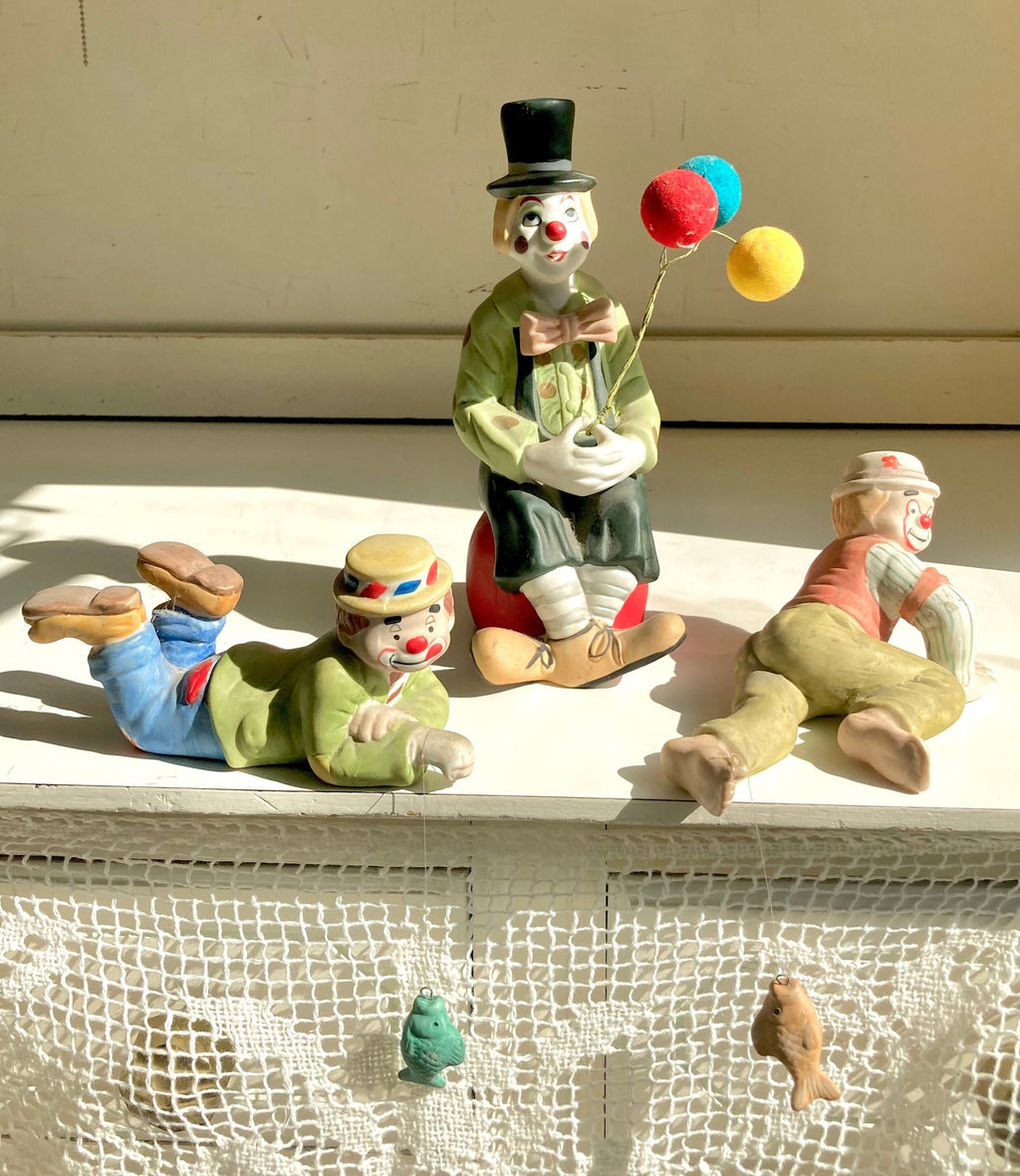 1980s Porcelain Hand Painted Clown Figurines - Taiwan - CHOOSE from three