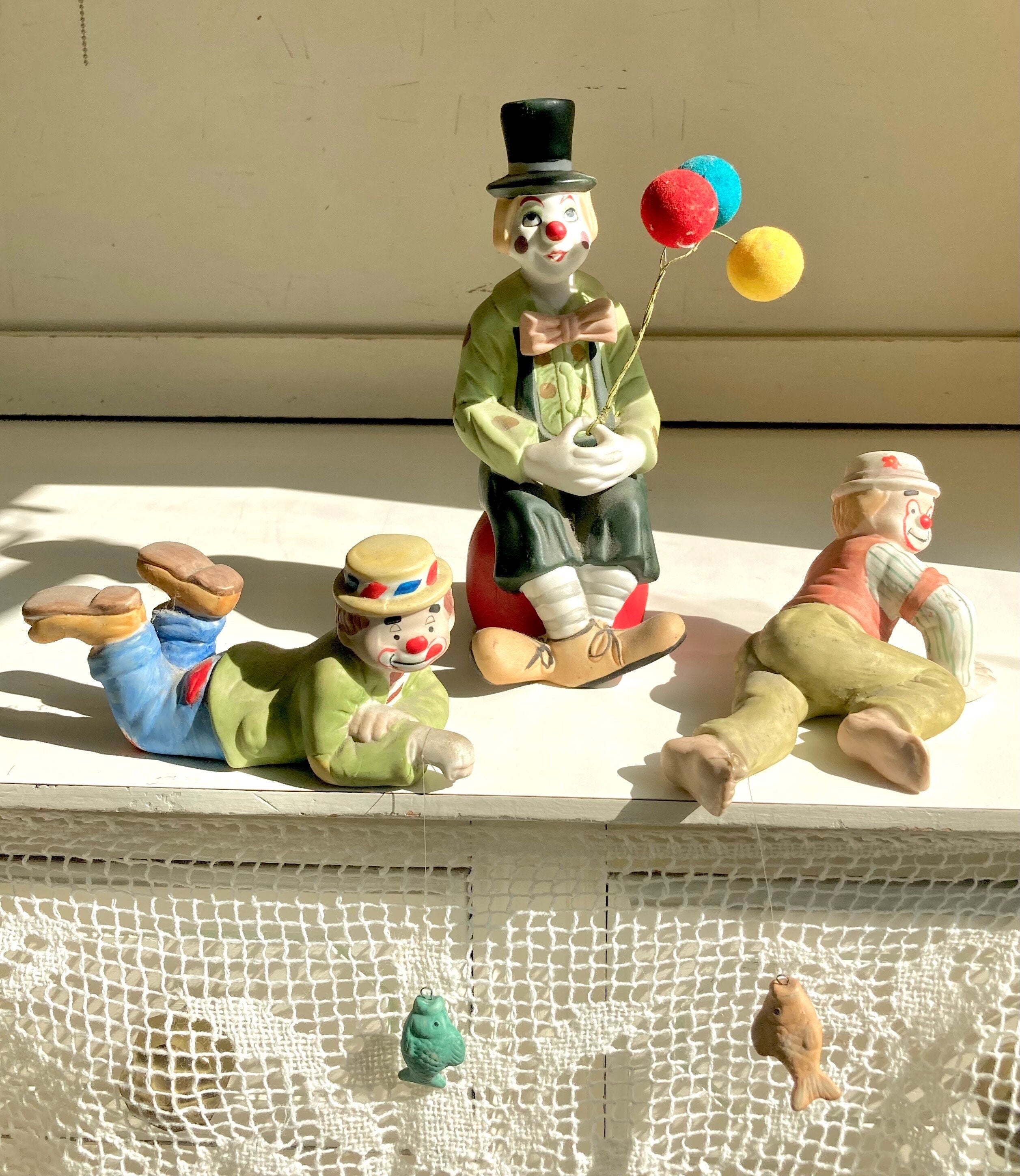 1980s Porcelain Hand Painted Clown Figurines - Taiwan - CHOOSE from three