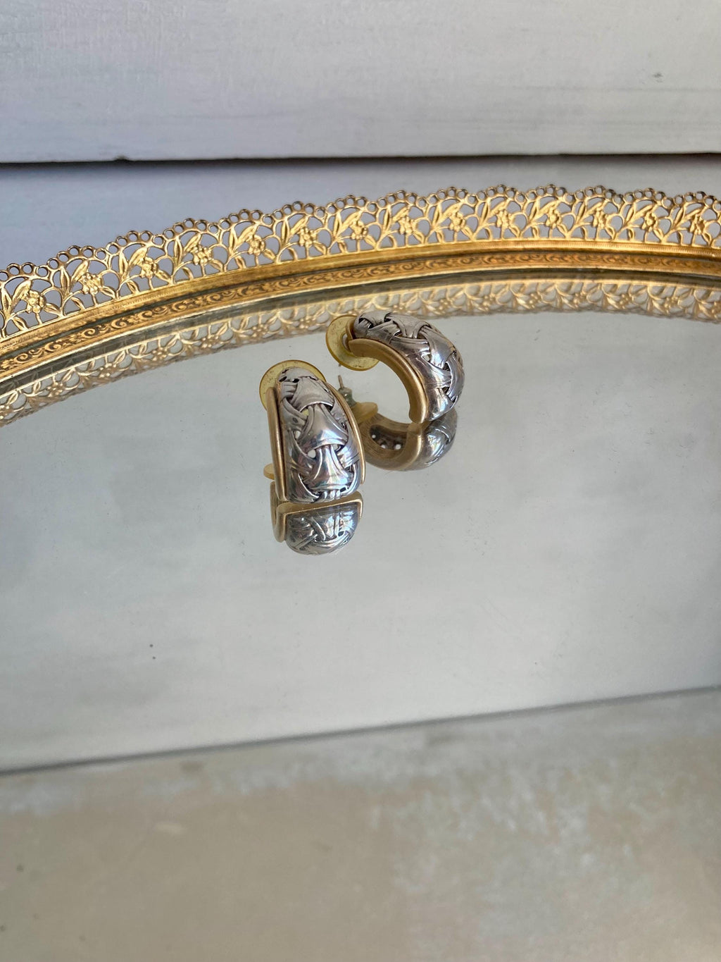 Vintage 1980s Two-Tone Half Hoop Earrings: Gold & Silver