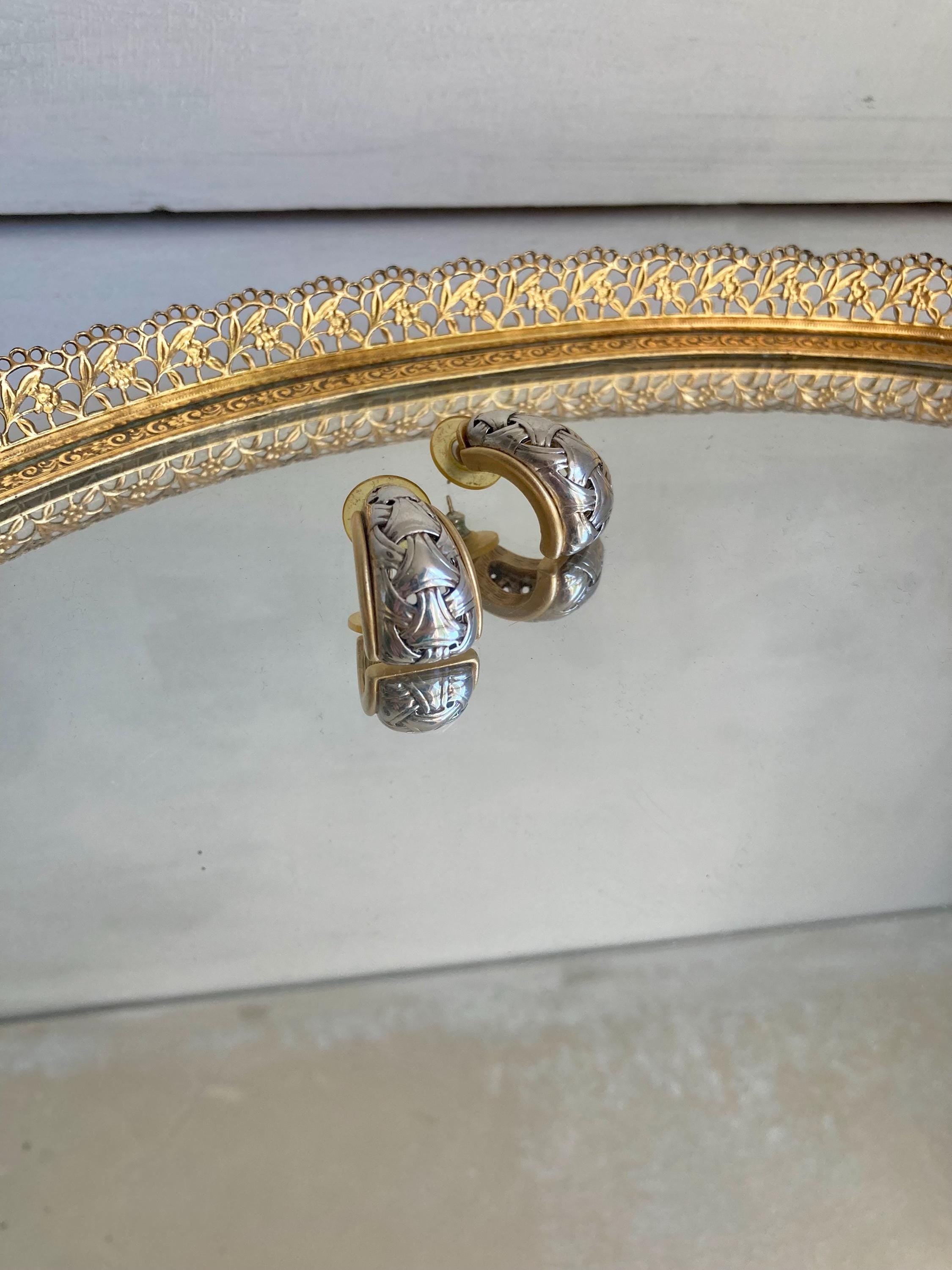 Vintage 1980s Two-Tone Half Hoop Earrings: Gold & Silver