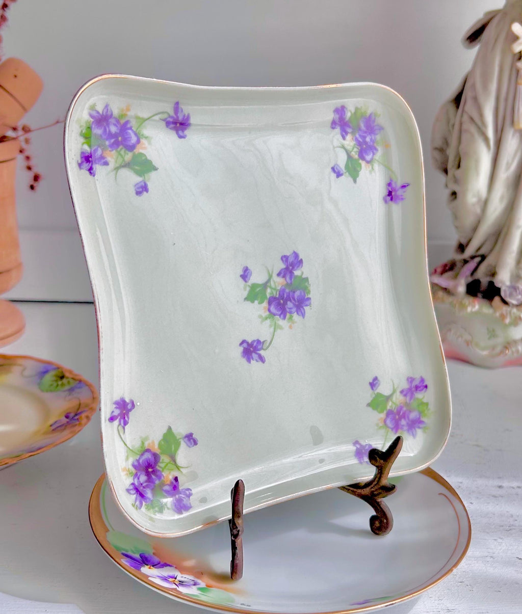 Vintage Porcelain Bread Plate: Hand-Painted Violets - Choose Your Maker