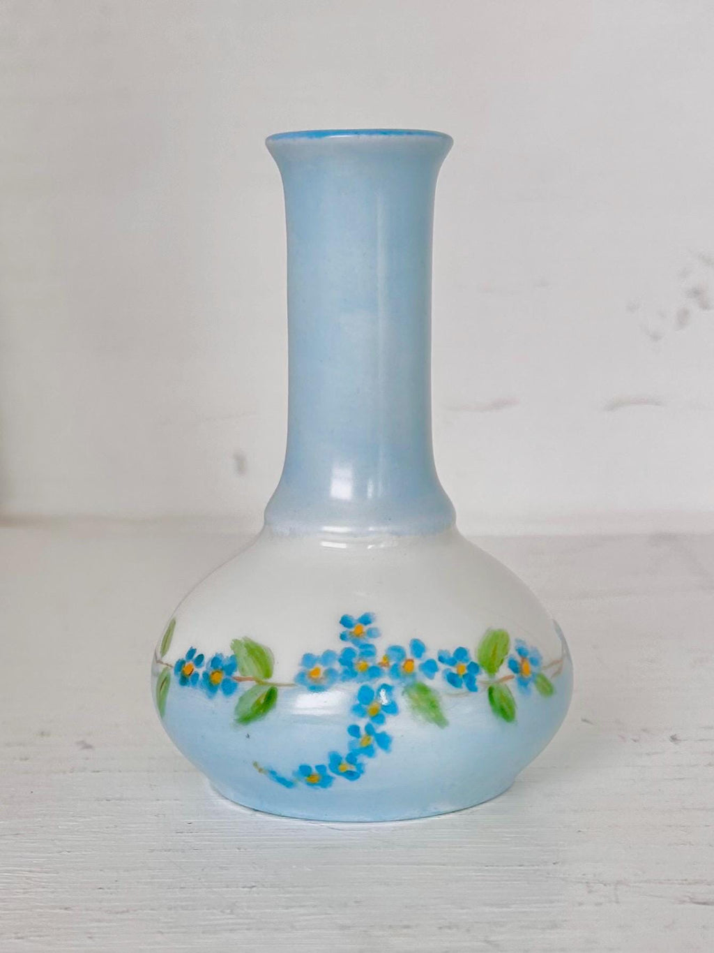 Antique Bud Vase with Handpainted Blue Forget-me-nots by Oscar & Edgar Gutherz, Austria