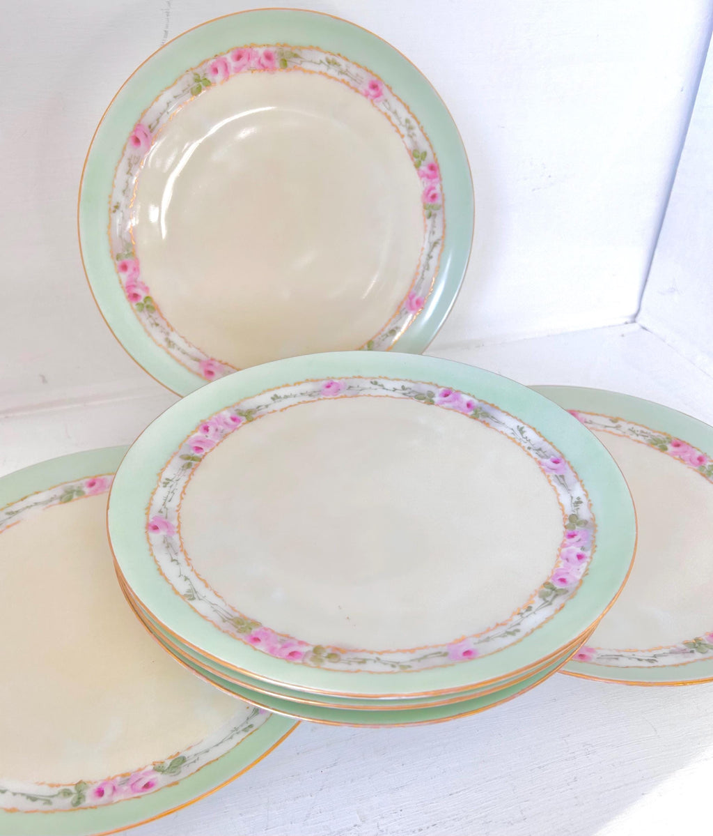 Antique Hand Painted Porcelain Plates Set of 6 Moritz Zdekauer Austria