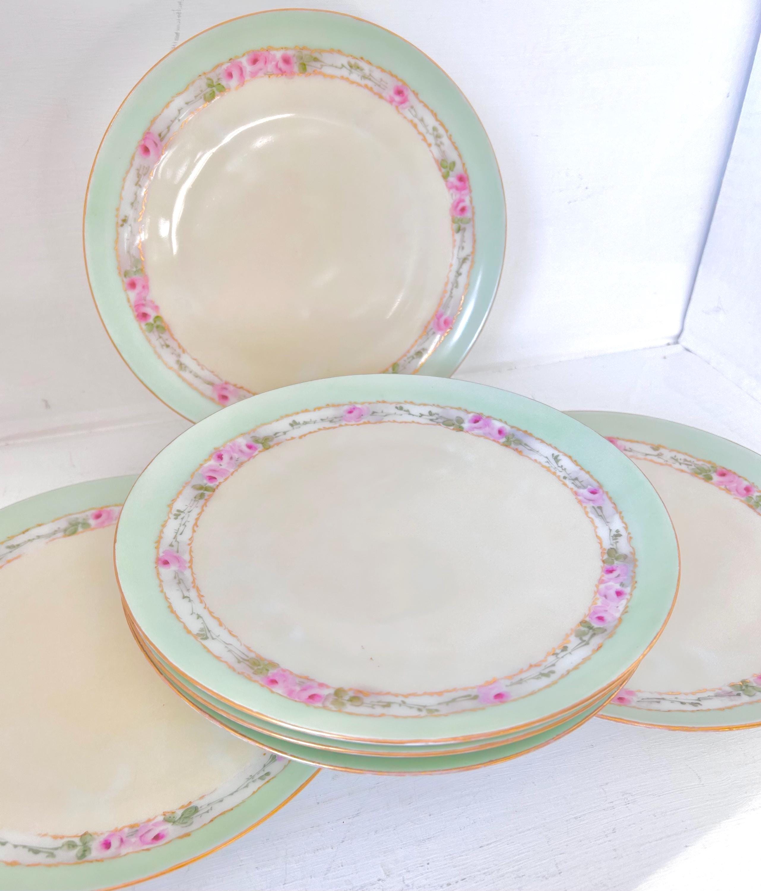 Antique Hand Painted Porcelain Plates Set of 6 Moritz Zdekauer Austria
