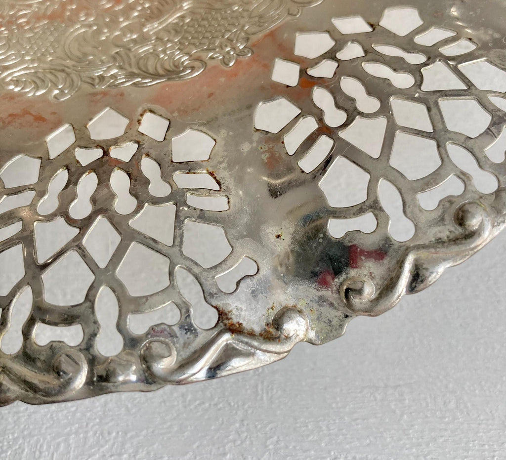 Vintage Silver-Plated Candy Dish: EPNS Ornate Serving Tray, Made in England