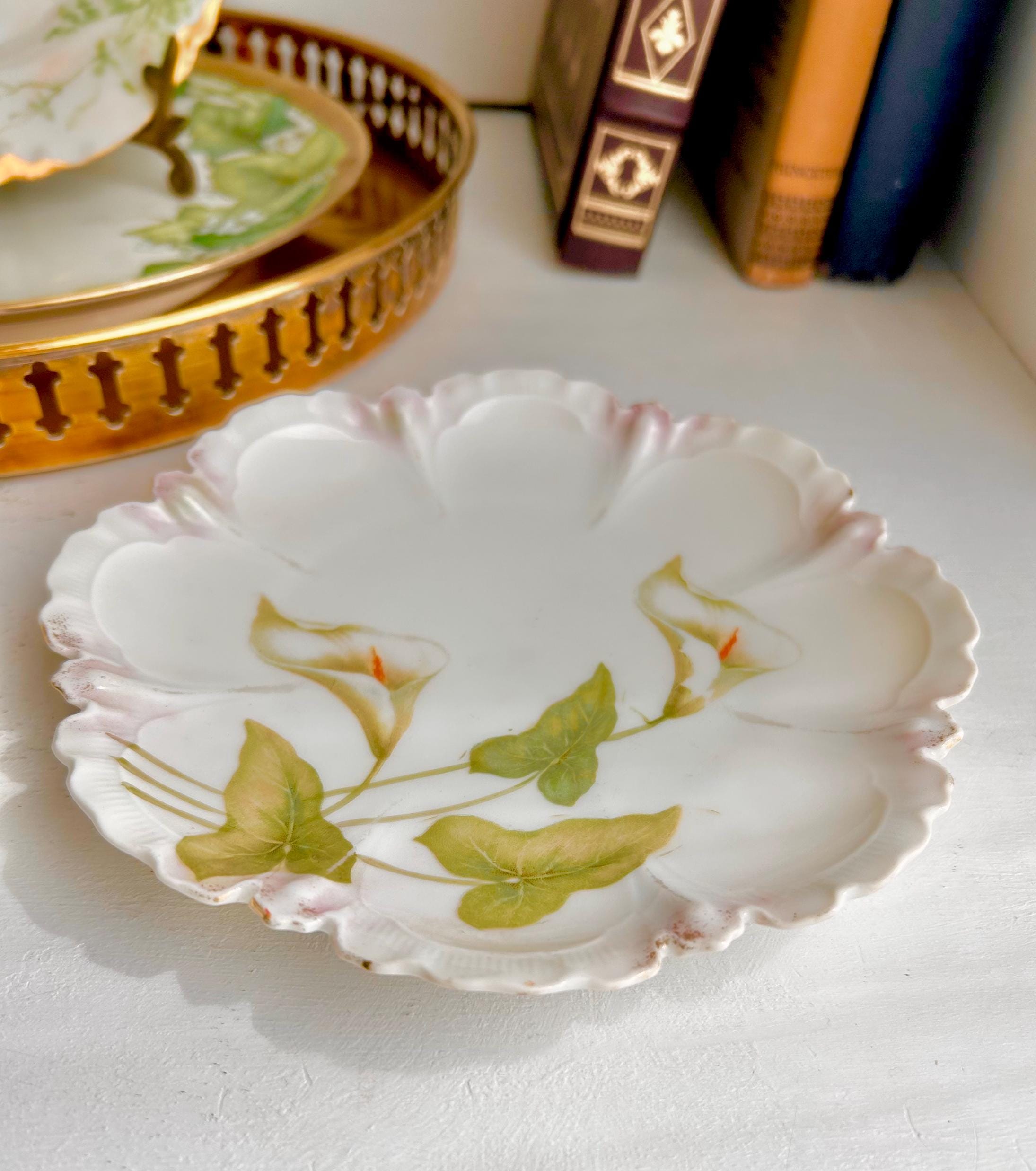 Vintage Reinhold Schlegelmilch Porcelain Bread Plate: Calla Lily Pattern, Germany