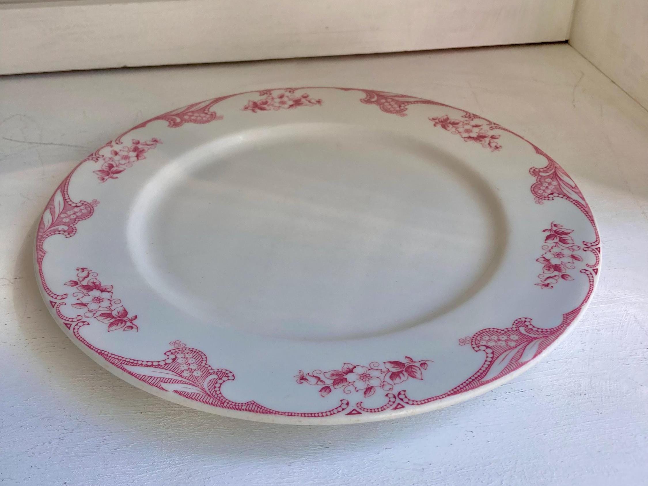 1950s Shenango China Platter: Vintage Inca Ware Pink Floral Rim (11-inch)