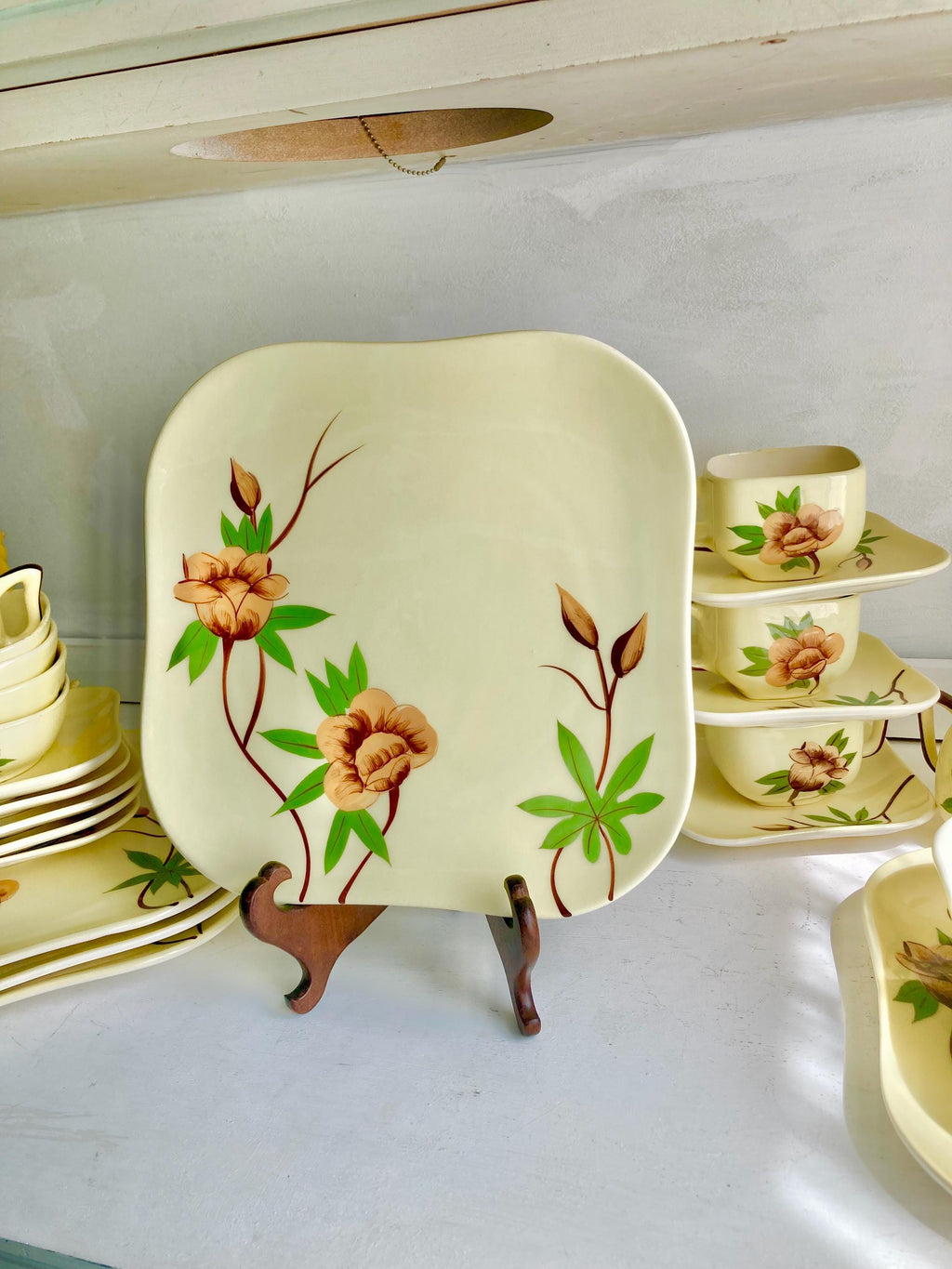 Vintage Weil Ware Ceramic Dining Pieces: Yellow Rose Pattern