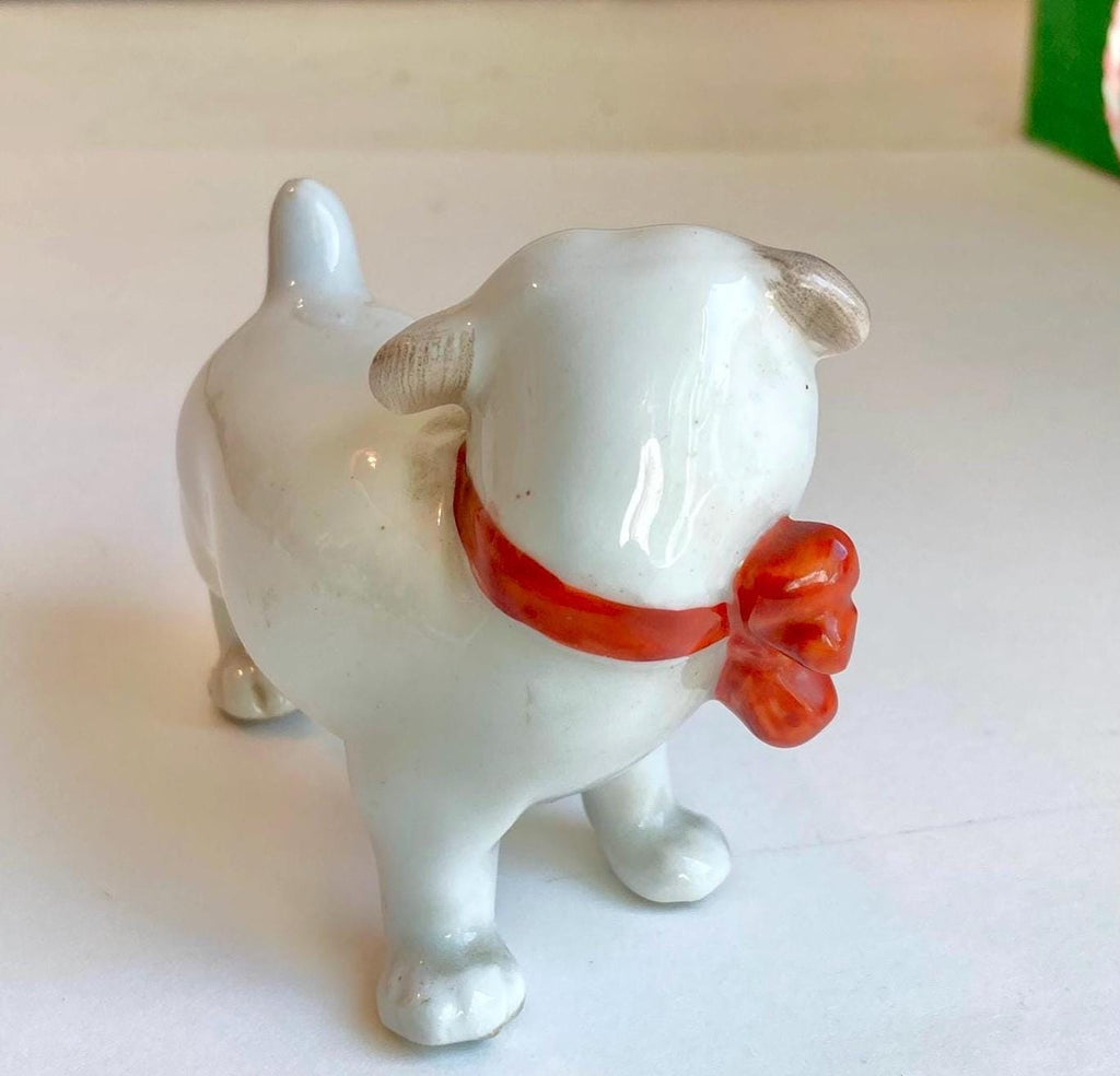 Vintage Bonzo Dog Figurine: Hand-Painted Porcelain, Pfeffer Gothe Germany, 1930s