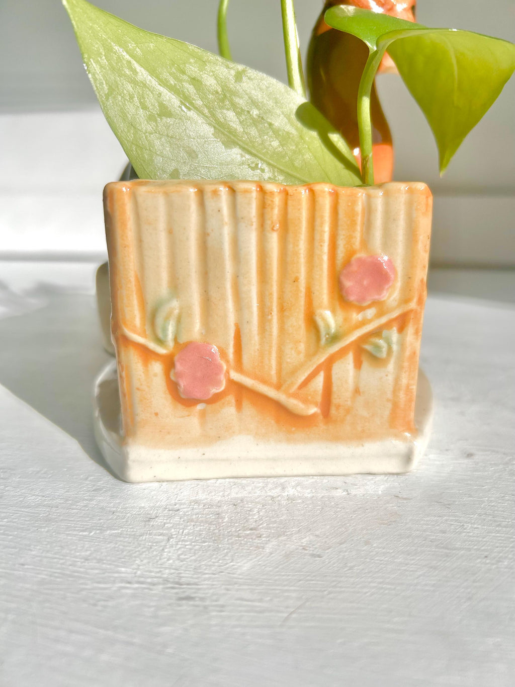 Vintage Ceramic Deer Planter: Mid-Century Doe and Fawn Flower Container