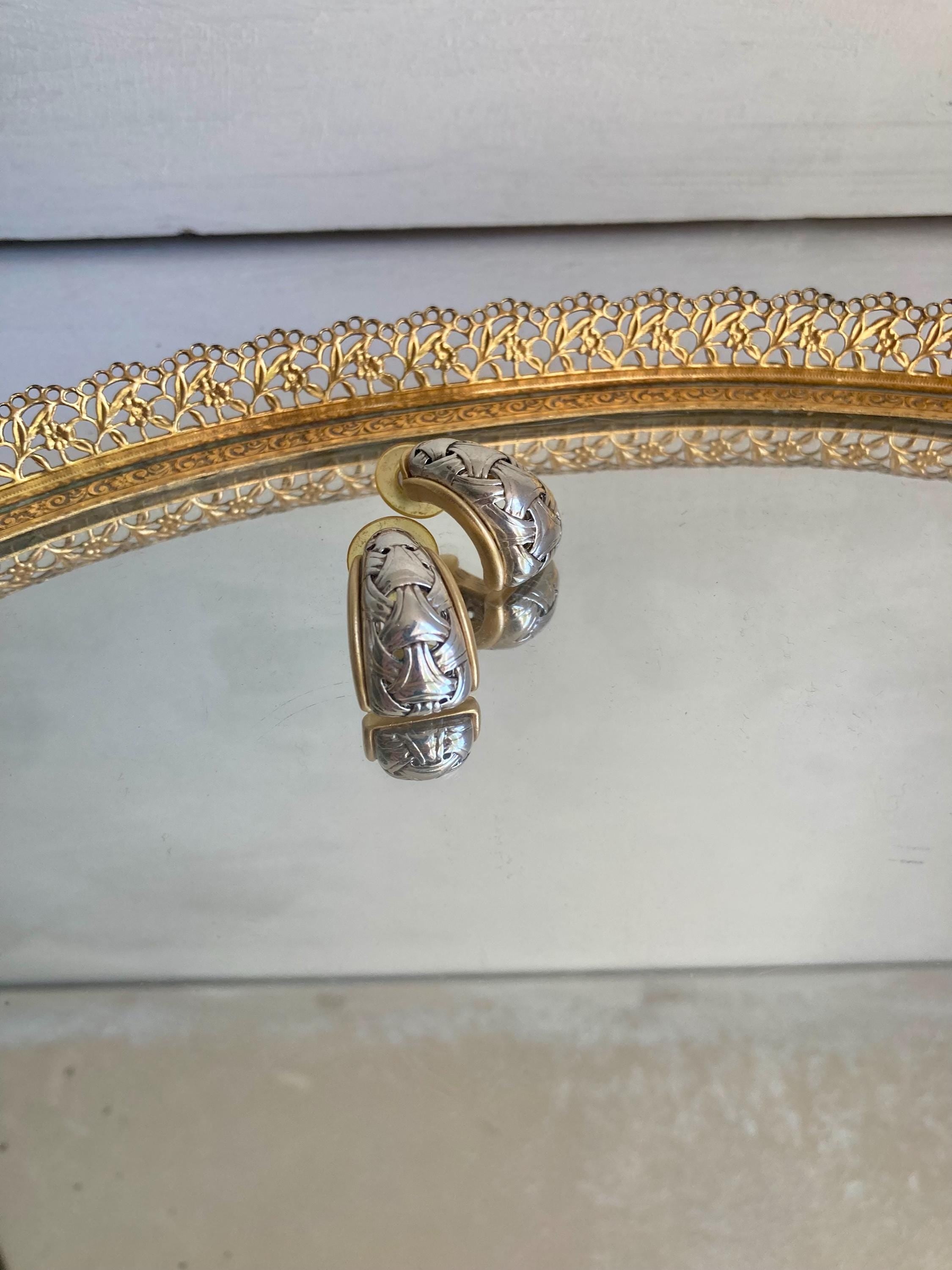 Vintage 1980s Two-Tone Half Hoop Earrings: Gold & Silver