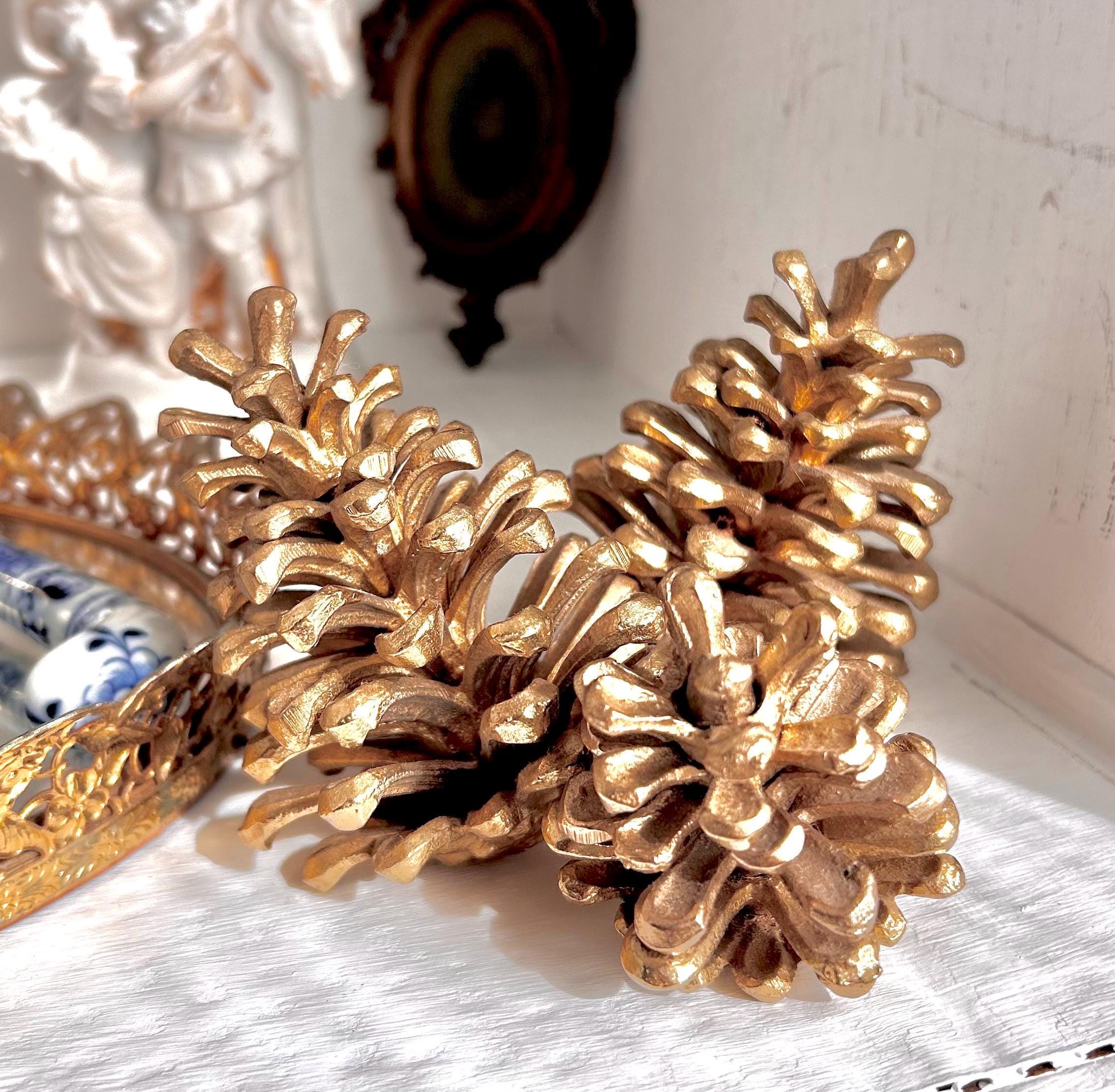 Vintage Solid Cast Brass Pinecones