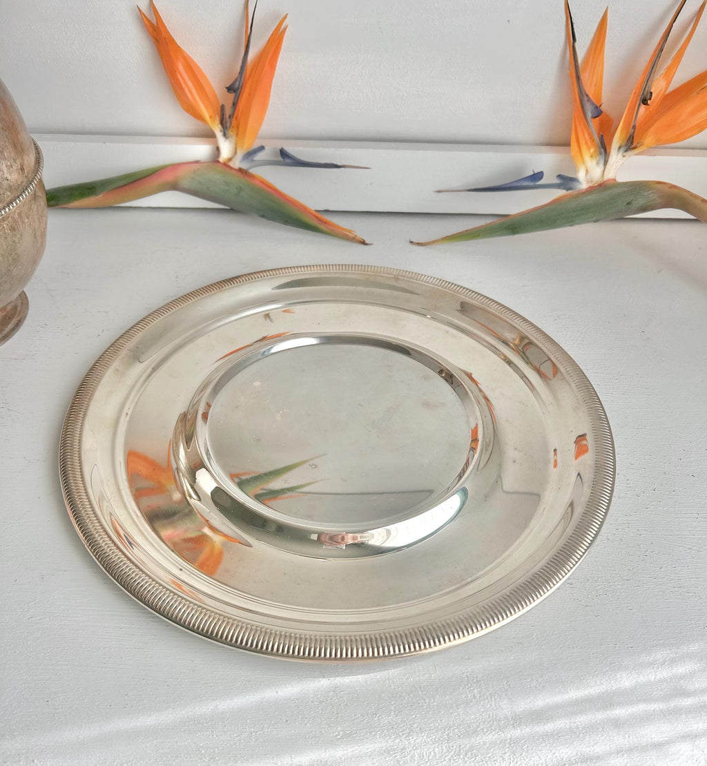 Vintage Gorham Silver-plated Newport 12" Underplate - Sleek Serving Platter with Gadroon Rim
