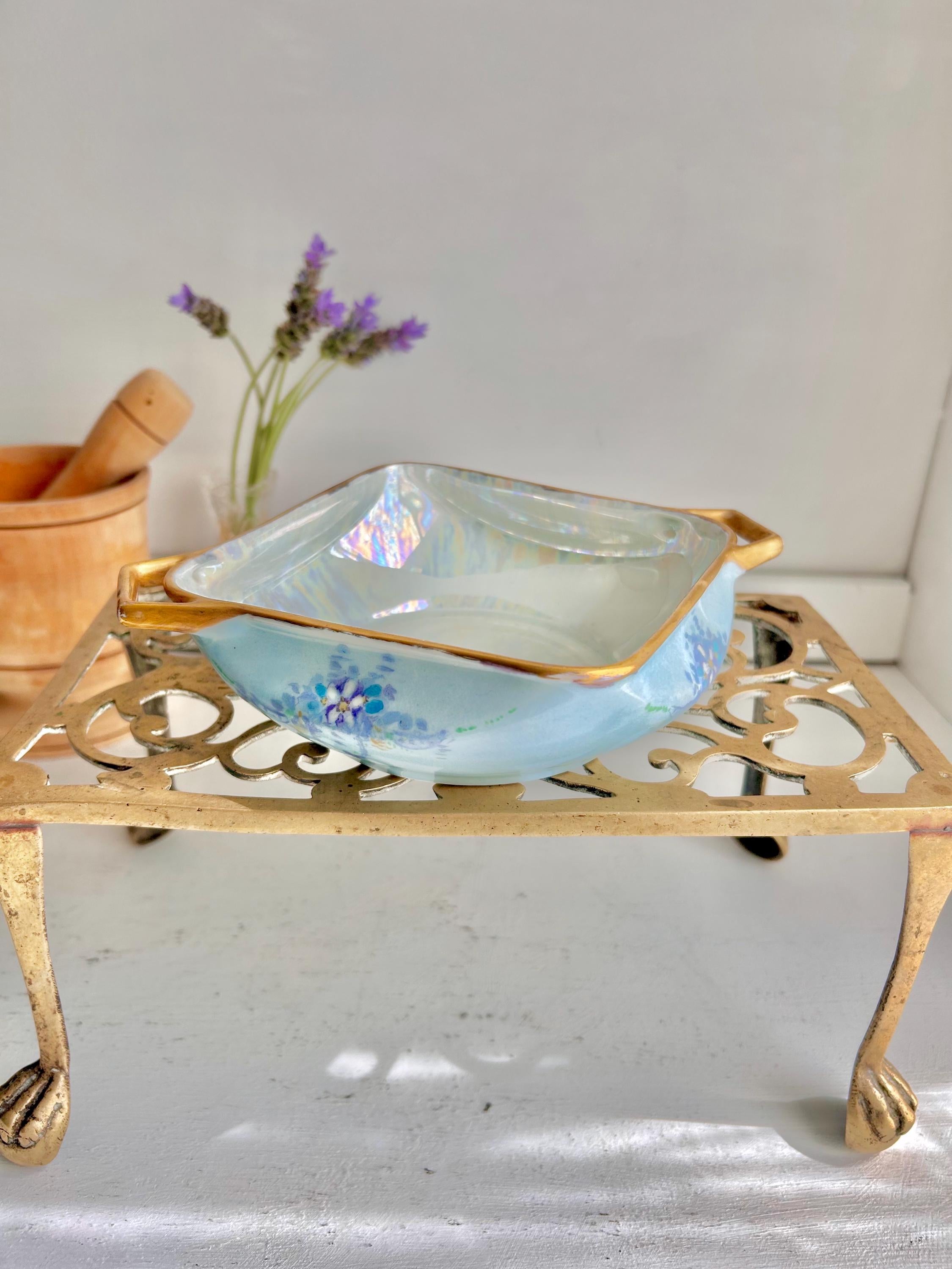 Antique EPIAG Porcelain Dish: Hand-Painted Floral Luster Bowl