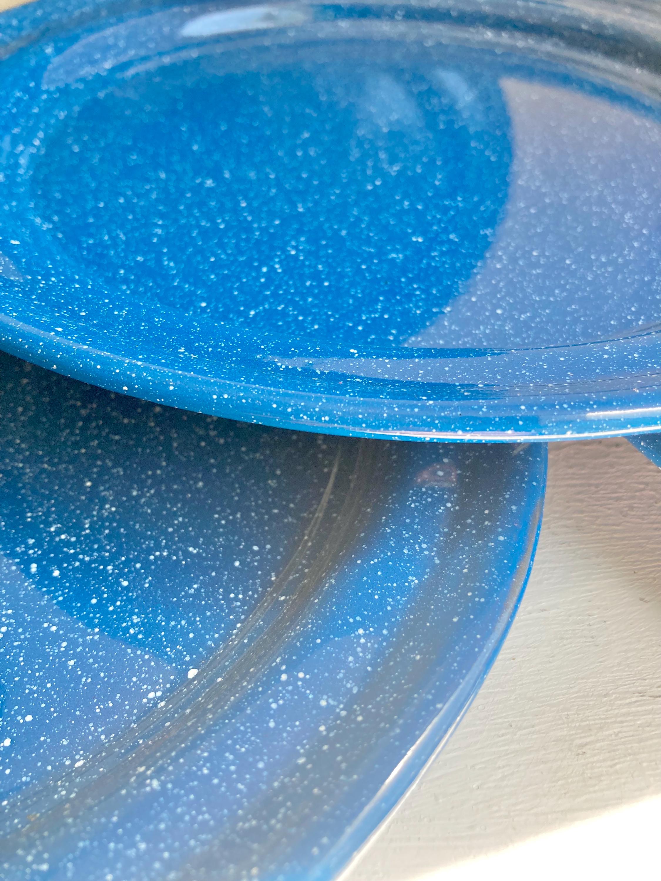 Vintage Enamelware White Speckled Blue Metal Dining for Outdoors and Camping: Choose from options