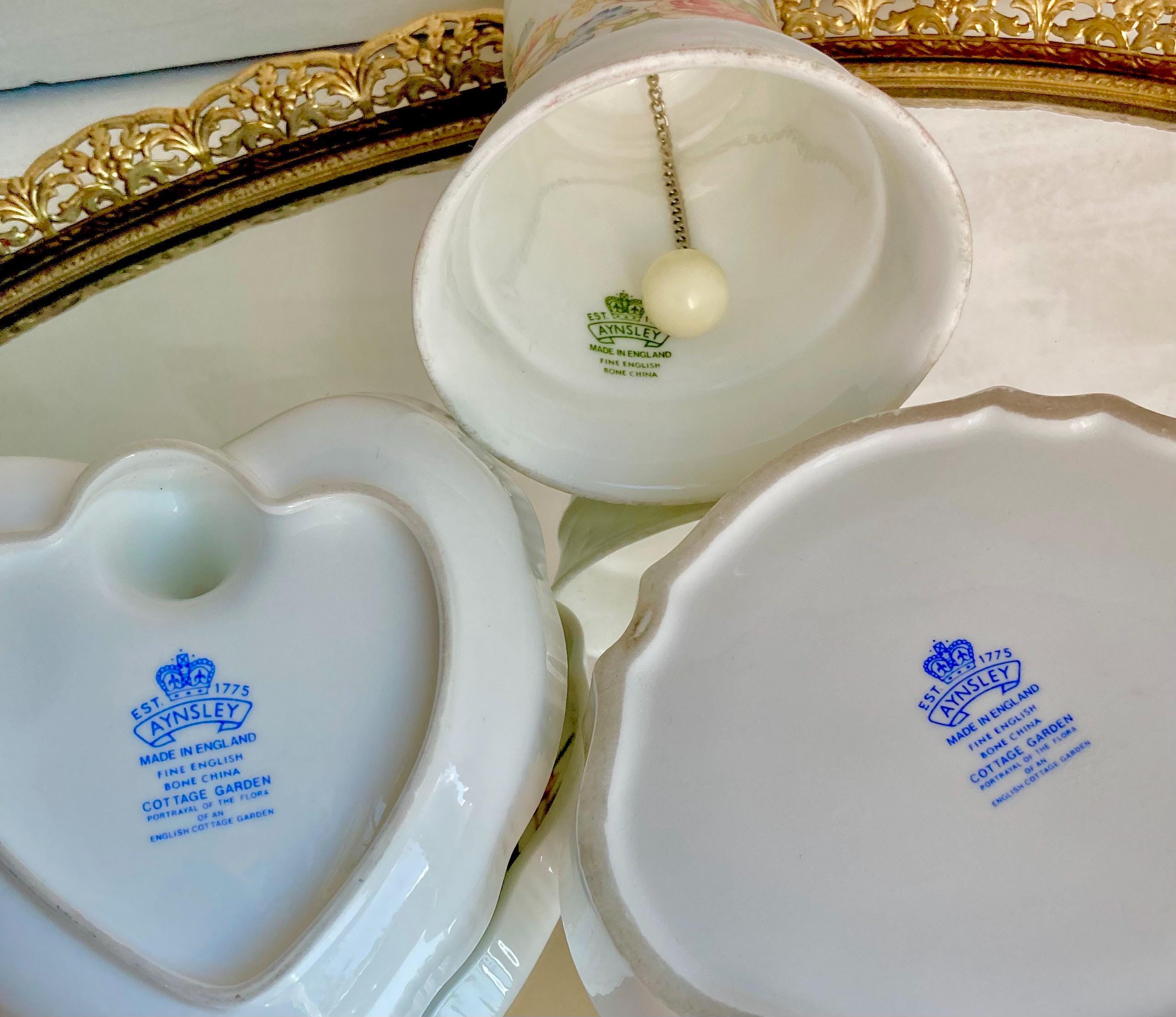 Vintage Aynsley Cottage Garden Fine Bone China, England, Floral Dishes