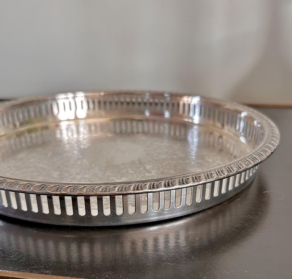 Little 10-inch Vintage Silverplate Gallery Tray by Leonard Co