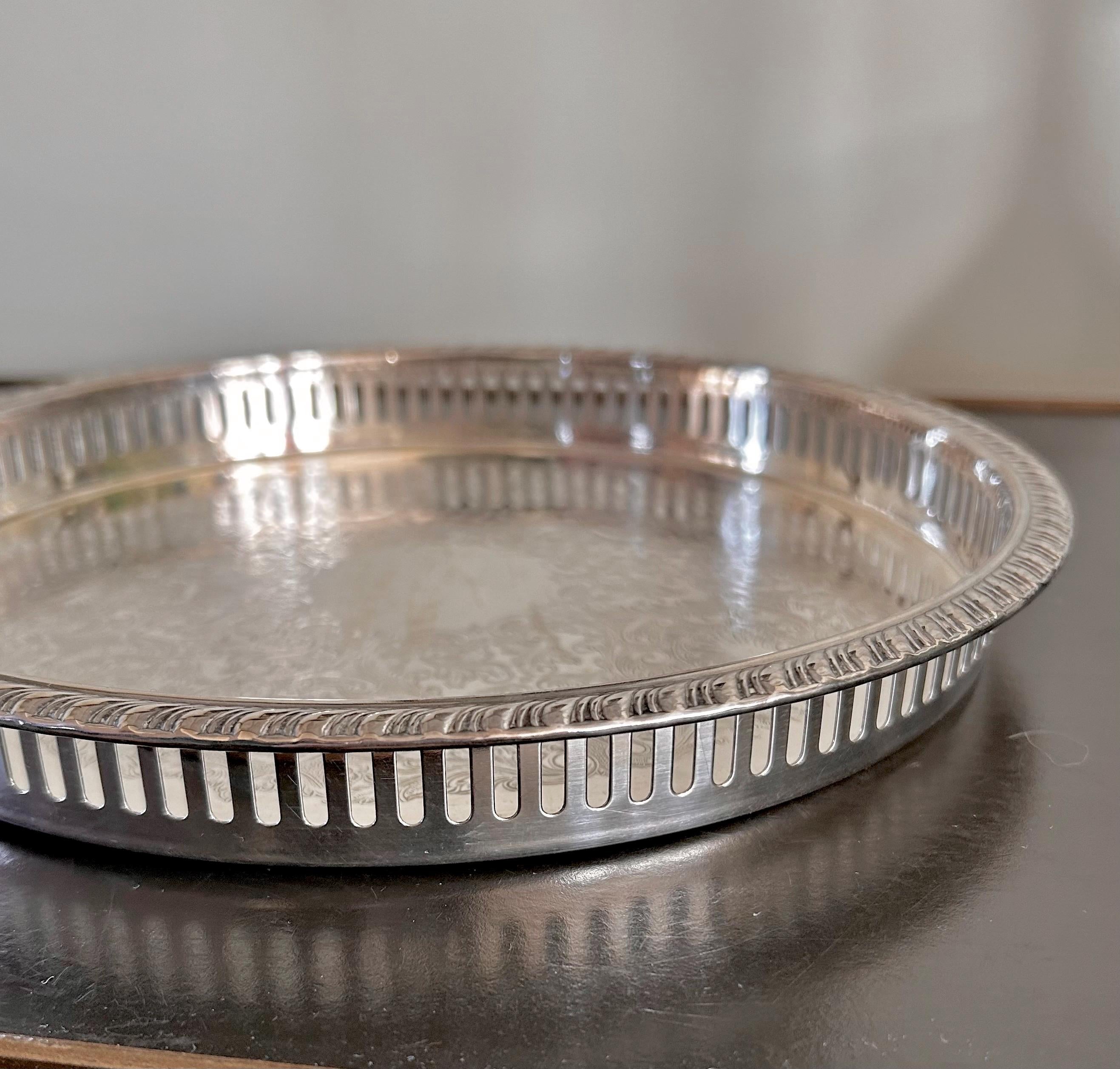 Little 10-inch Vintage Silverplate Gallery Tray by Leonard Co