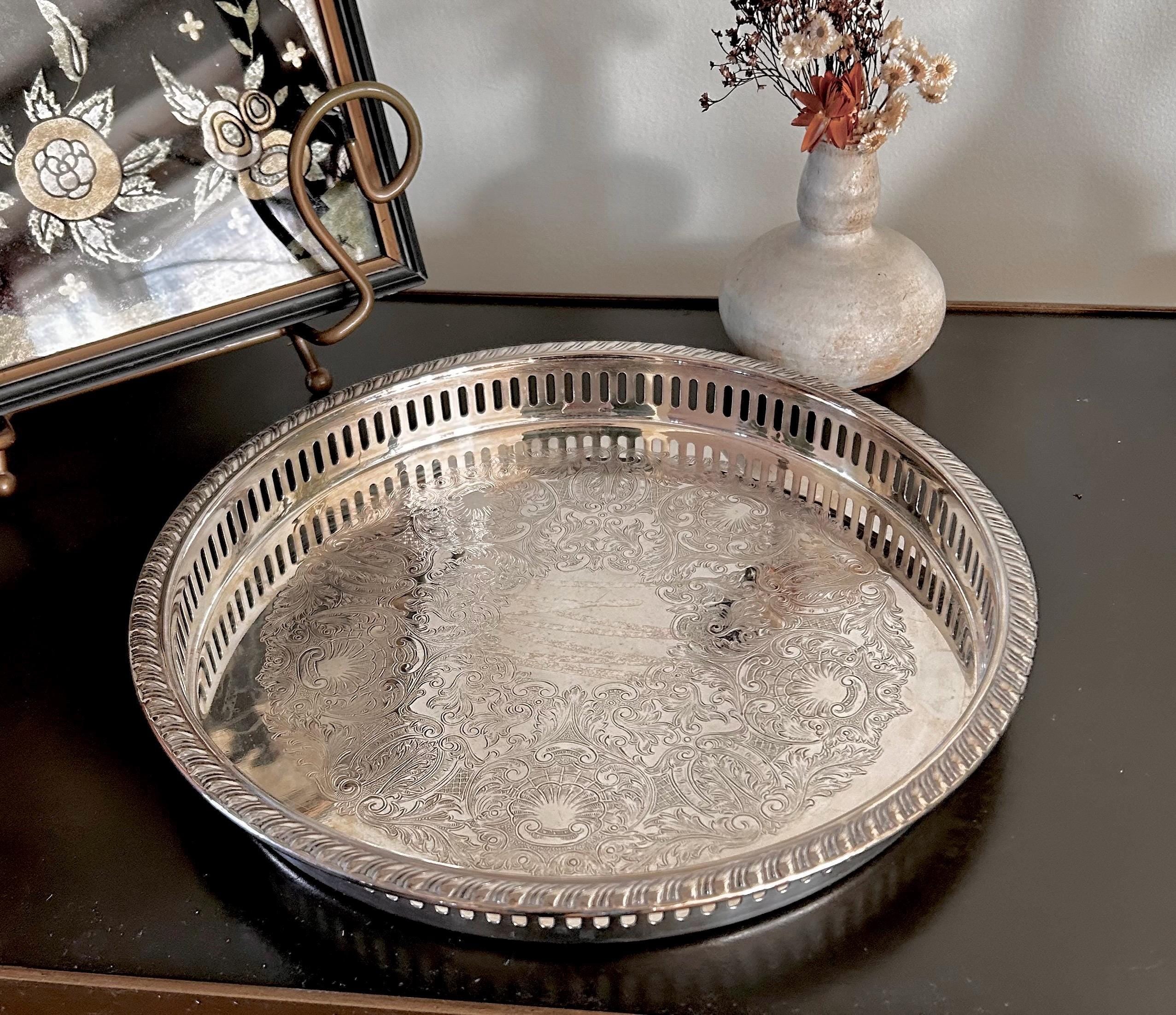 Little 10-inch Vintage Silverplate Gallery Tray by Leonard Co