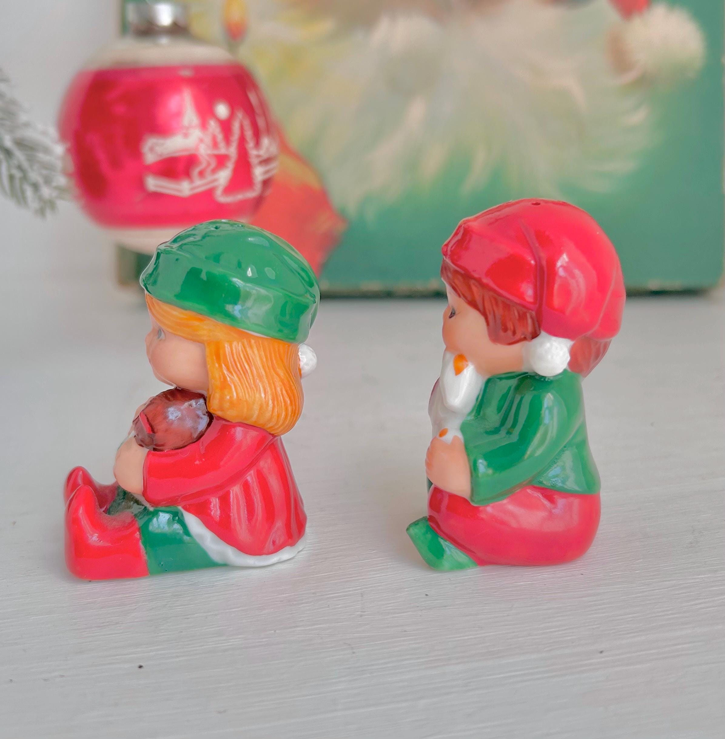 Vintage Avon Christmas Salt and Pepper Shakers - Boy and Girl Figurine Set (1983)