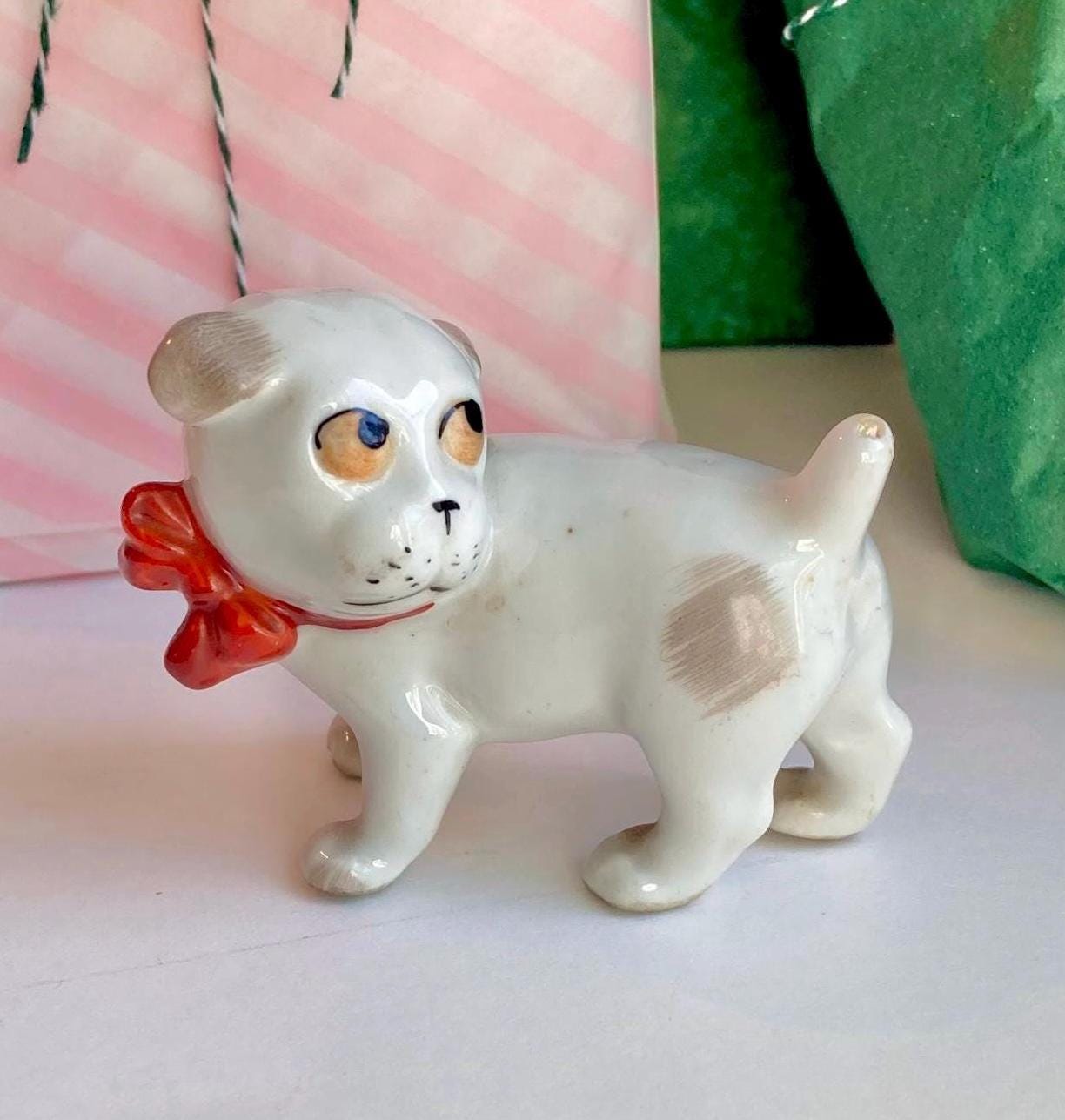 Vintage Bonzo Dog Figurine: Hand-Painted Porcelain, Pfeffer Gothe Germany, 1930s
