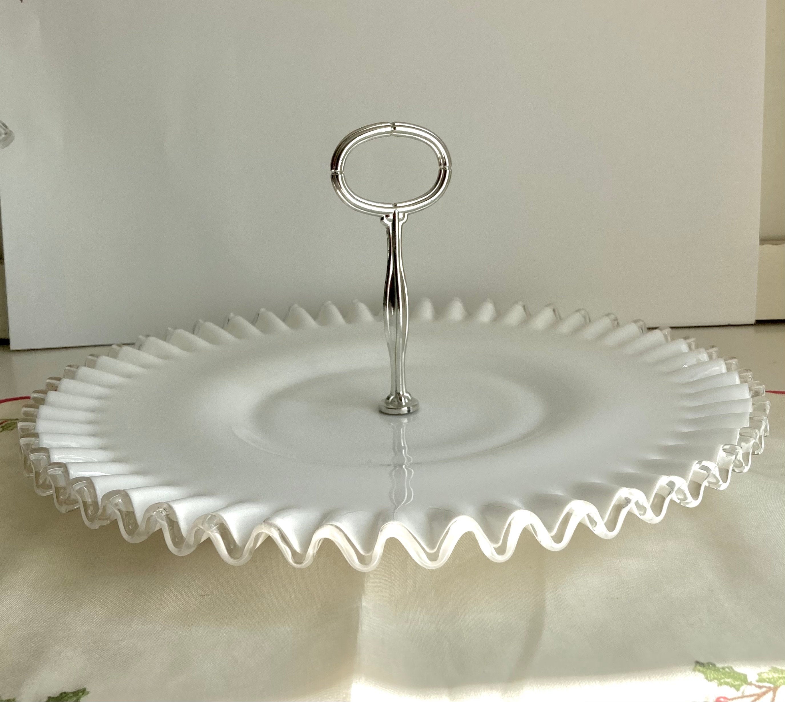 Vintage Fenton Silvercrest Milk Glass: Crimped Bowl or Serving Tray