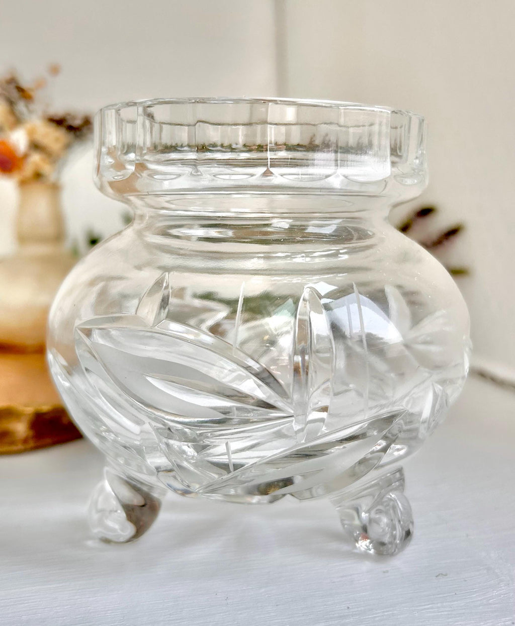 Vintage Crystal Candy Dish with Lid: Brilliant Cut Glass Bowl